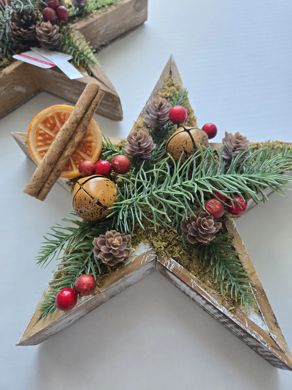 Set Of TWO! Ashland Wooden Star Floral Decor Holiday Spice -NEW